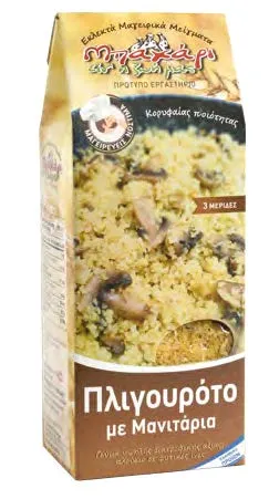 Έτοιμο πλιγουρότο με ποικιλία μανιταριών.